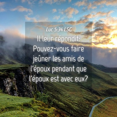 Picture 04 - Luc 5:34 LSG - Il leur répondit: Pouvez-vous faire jeûner les - Bible Verse Picture