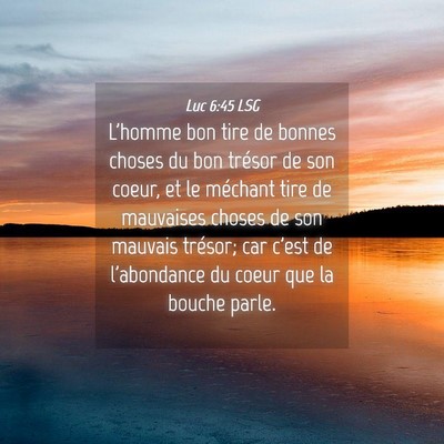 Picture 04 - Luc 6:45 LSG - L'homme bon tire de bonnes choses du bon trésor - Bible Verse Picture