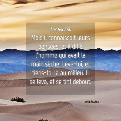 Picture 04 - Luc 6:8 LSG - Mais il connaissait leurs pensées, et il dit à - Bible Verse Picture