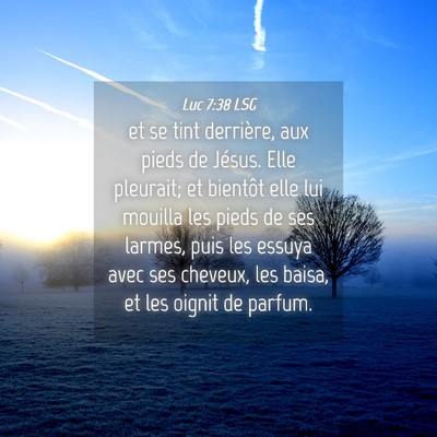 Picture 04 - Luc 7:38 LSG - et se tint derrière, aux pieds de Jésus. Elle - Bible Verse Picture