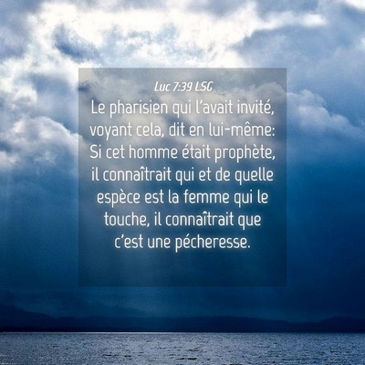 Picture 04 - Luc 7:39 LSG - Le pharisien qui l'avait invité, voyant cela, - Bible Verse Picture