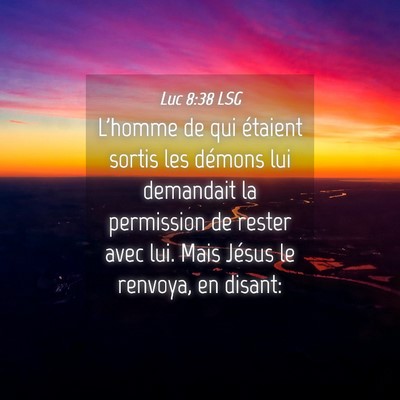 Picture 04 - Luc 8:38 LSG - L'homme de qui étaient sortis les démons lui - Bible Verse Picture