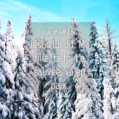 Picture 04 - Luc 8:48 LSG - Jésus lui dit: Ma fille, ta foi t'a sauvée; va - Bible Verse Picture