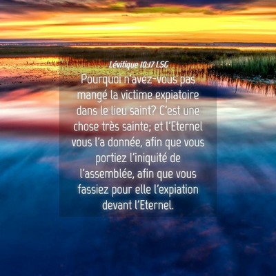 Picture 04 - Lévitique 10:17 LSG - Pourquoi n'avez-vous pas mangé la victime - Bible Verse Picture