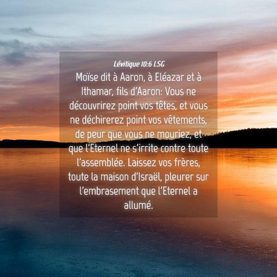 Picture 04 - Lévitique 10:6 LSG - Moïse dit à Aaron, à Eléazar et à Ithamar, - Bible Verse Picture