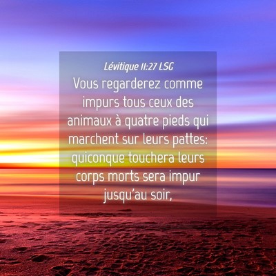 Picture 04 - Lévitique 11:27 LSG - Vous regarderez comme impurs tous ceux des - Bible Verse Picture