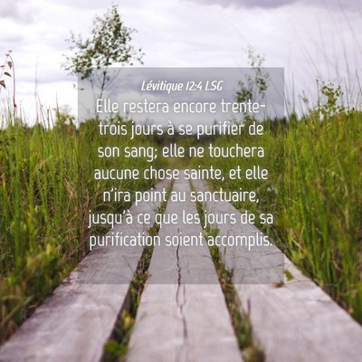 Picture 04 - Lévitique 12:4 LSG - Elle restera encore trente-trois jours à se - Bible Verse Picture