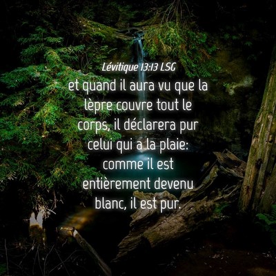 Picture 04 - Lévitique 13:13 LSG - et quand il aura vu que la lèpre couvre tout le - Bible Verse Picture