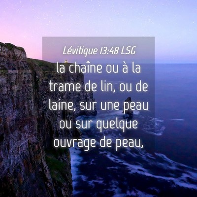 Picture 04 - Lévitique 13:48 LSG - la chaîne ou à la trame de lin, ou de laine, - Bible Verse Picture