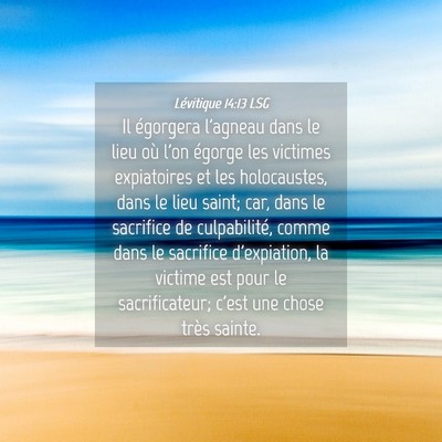 Picture 04 - Lévitique 14:13 LSG - Il égorgera l'agneau dans le lieu où l'on - Bible Verse Picture