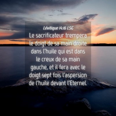 Picture 04 - Lévitique 14:16 LSG - Le sacrificateur trempera le doigt de sa main - Bible Verse Picture