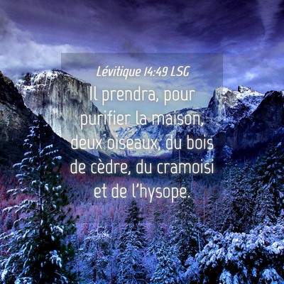 Picture 04 - Lévitique 14:49 LSG - Il prendra, pour purifier la maison, deux - Bible Verse Picture