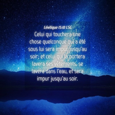 Picture 04 - Lévitique 15:10 LSG - Celui qui touchera une chose quelconque qui a - Bible Verse Picture