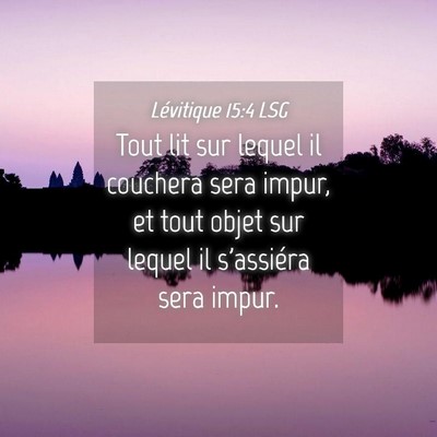 Picture 04 - Lévitique 15:4 LSG - Tout lit sur lequel il couchera sera impur, et - Bible Verse Picture