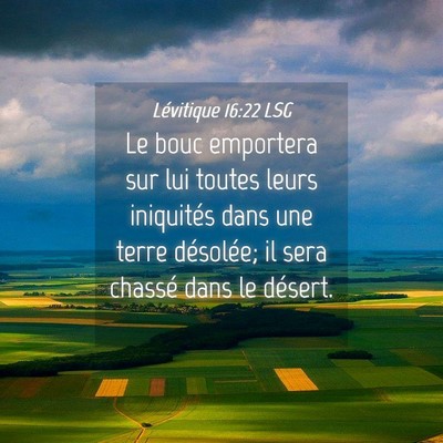 Picture 04 - Lévitique 16:22 LSG - Le bouc emportera sur lui toutes leurs iniquités - Bible Verse Picture
