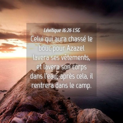 Picture 04 - Lévitique 16:26 LSG - Celui qui aura chassé le bouc pour Azazel lavera - Bible Verse Picture