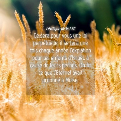 Picture 04 - Lévitique 16:34 LSG - Ce sera pour vous une loi perpétuelle: il se - Bible Verse Picture