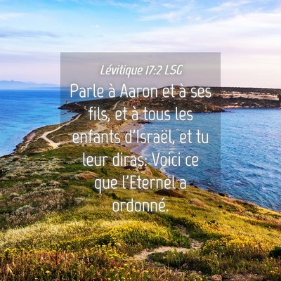 Picture 04 - Lévitique 17:2 LSG - Parle à Aaron et à ses fils, et à tous les - Bible Verse Picture