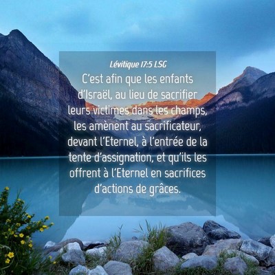 Picture 04 - Lévitique 17:5 LSG - C'est afin que les enfants d'Israël, au lieu de - Bible Verse Picture