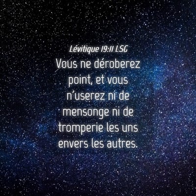 Picture 04 - Lévitique 19:11 LSG - Vous ne déroberez point, et vous n'userez ni de - Bible Verse Picture