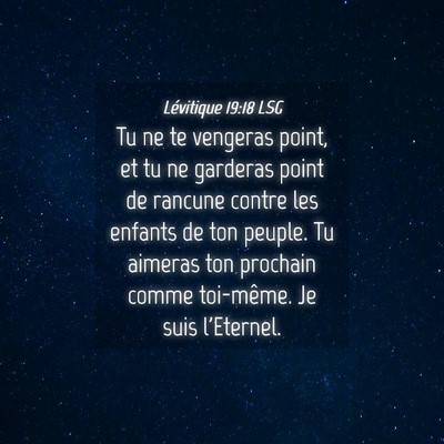 Picture 04 - Lévitique 19:18 LSG - Tu ne te vengeras point, et tu ne garderas point - Bible Verse Picture