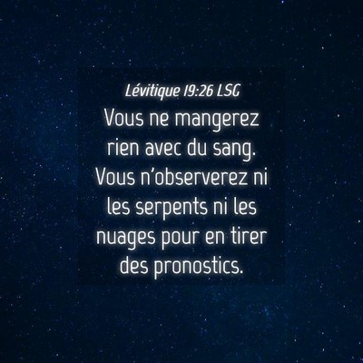 Picture 04 - Lévitique 19:26 LSG - Vous ne mangerez rien avec du sang. Vous - Bible Verse Picture