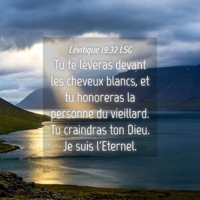 Picture 04 - Lévitique 19:32 LSG - Tu te lèveras devant les cheveux blancs, et tu - Bible Verse Picture