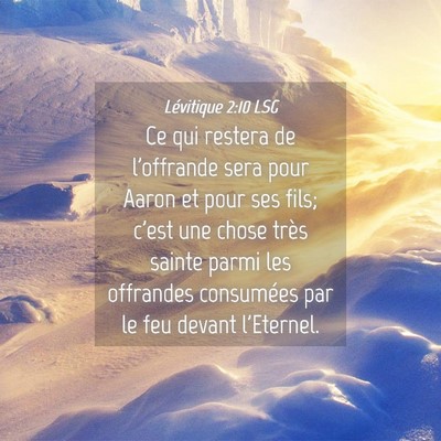 Picture 04 - Lévitique 2:10 LSG - Ce qui restera de l'offrande sera pour Aaron et - Bible Verse Picture