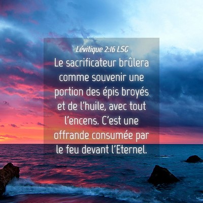 Picture 04 - Lévitique 2:16 LSG - Le sacrificateur brûlera comme souvenir une - Bible Verse Picture