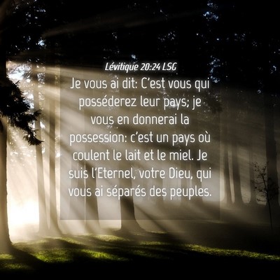 Picture 04 - Lévitique 20:24 LSG - Je vous ai dit: C'est vous qui posséderez leur - Bible Verse Picture