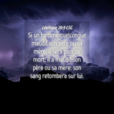 Picture 04 - Lévitique 20:9 LSG - Si un homme quelconque maudit son père ou sa - Bible Verse Picture