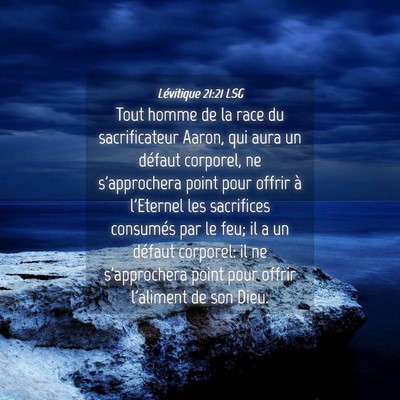 Picture 04 - Lévitique 21:21 LSG - Tout homme de la race du sacrificateur Aaron, qui - Bible Verse Picture