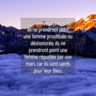 Picture 04 - Lévitique 21:7 LSG - Ils ne prendront point une femme prostituée ou - Bible Verse Picture