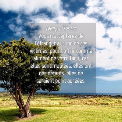 Picture 04 - Lévitique 22:25 LSG - Vous n'accepterez de l'étranger aucune de ces - Bible Verse Picture