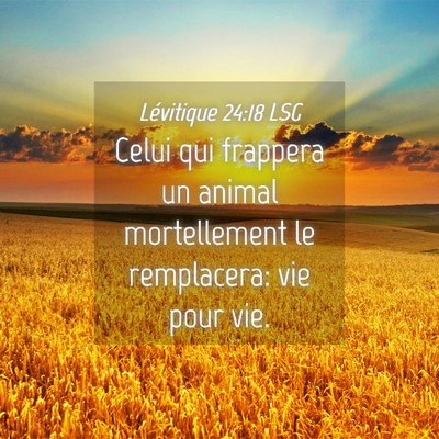 Picture 04 - Lévitique 24:18 LSG - Celui qui frappera un animal mortellement le - Bible Verse Picture