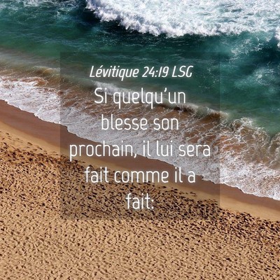 Picture 04 - Lévitique 24:19 LSG - Si quelqu'un blesse son prochain, il lui sera - Bible Verse Picture