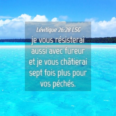 Picture 04 - Lévitique 26:28 LSG - je vous résisterai aussi avec fureur et je vous - Bible Verse Picture