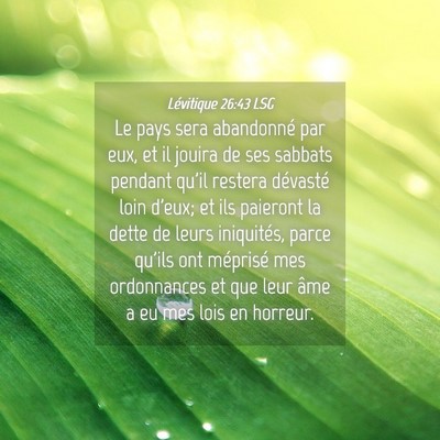 Picture 04 - Lévitique 26:43 LSG - Le pays sera abandonné par eux, et il jouira de - Bible Verse Picture