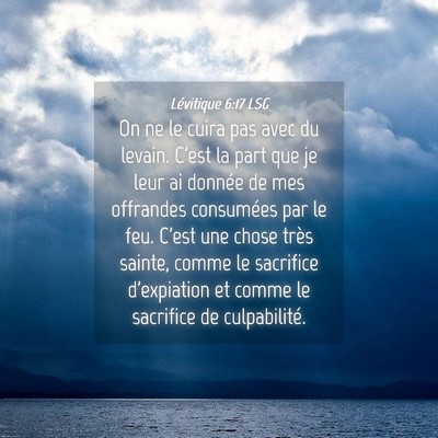 Picture 04 - Lévitique 6:17 LSG - On ne le cuira pas avec du levain. C'est la part - Bible Verse Picture
