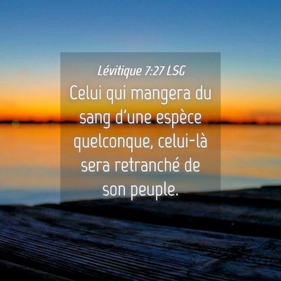 Picture 04 - Lévitique 7:27 LSG - Celui qui mangera du sang d'une espèce - Bible Verse Picture
