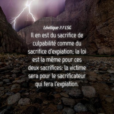 Picture 04 - Lévitique 7:7 LSG - Il en est du sacrifice de culpabilité comme du - Bible Verse Picture