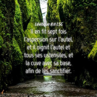 Picture 04 - Lévitique 8:11 LSG - Il en fit sept fois l'aspersion sur l'autel, et - Bible Verse Picture