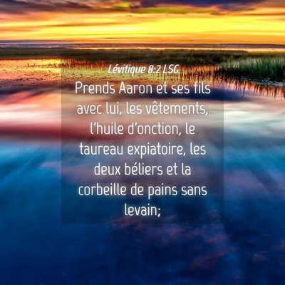 Picture 04 - Lévitique 8:2 LSG - Prends Aaron et ses fils avec lui, les - Bible Verse Picture
