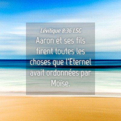 Picture 04 - Lévitique 8:36 LSG - Aaron et ses fils firent toutes les choses que - Bible Verse Picture