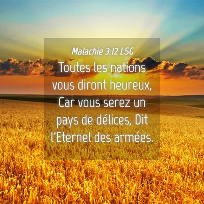 Picture 04 - Malachie 3:12 LSG - Toutes les nations vous diront heureux, Car vous - Bible Verse Picture