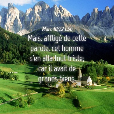 Picture 04 - Marc 10:22 LSG - Mais, affligé de cette parole, cet homme s'en - Bible Verse Picture