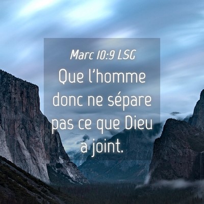 Picture 04 - Marc 10:9 LSG - Que l'homme donc ne sépare pas ce que Dieu a - Bible Verse Picture