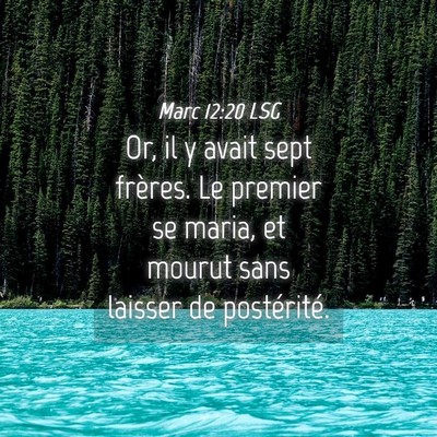 Picture 04 - Marc 12:20 LSG - Or, il y avait sept frères. Le premier se maria, - Bible Verse Picture