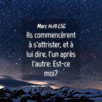 Picture 04 - Marc 14:19 LSG - Ils commencèrent à s'attrister, et à lui dire, - Bible Verse Picture