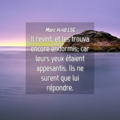 Picture 04 - Marc 14:40 LSG - Il revint, et les trouva encore endormis; car - Bible Verse Picture